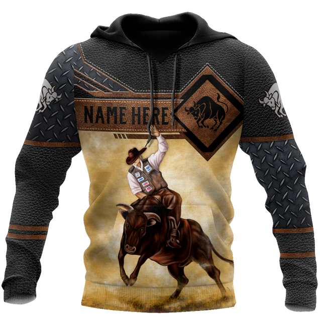 Personalized Name Bull Riding 3D All Over Printed Unisex Shirts Cowboy Up