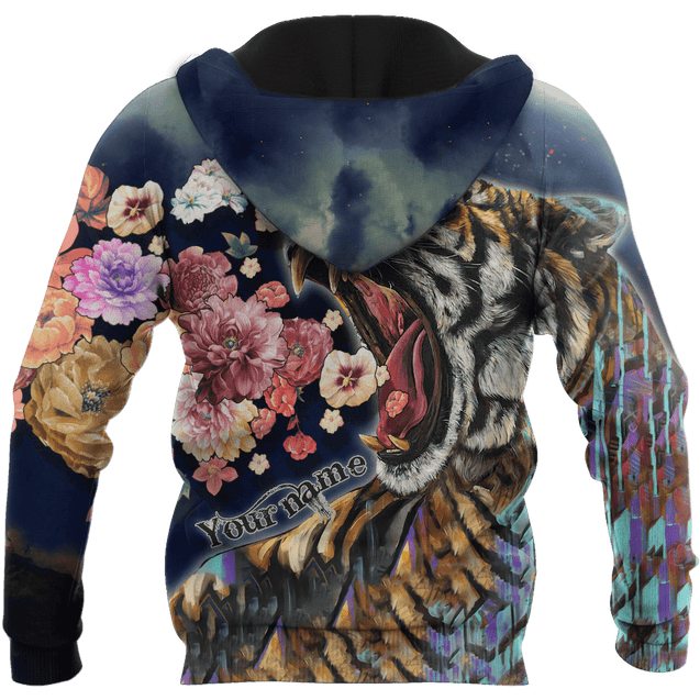 Customize Name Floral Tiger Hoodie For Men And Women HHT07042104