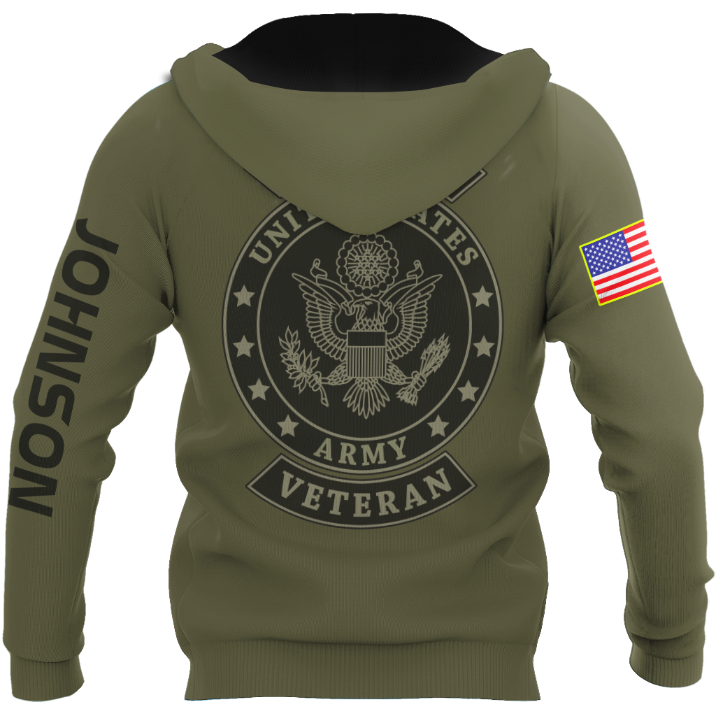 US Veteran Persionalized Name 3D All Over Printed Unisex Hoodie
