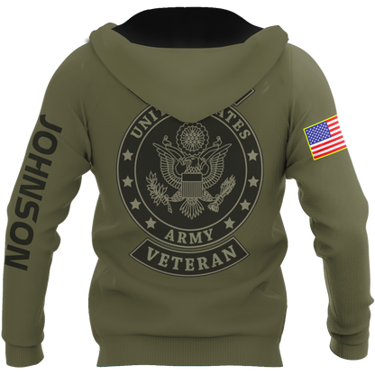 US Veteran Persionalized Name 3D All Over Printed Unisex Hoodie