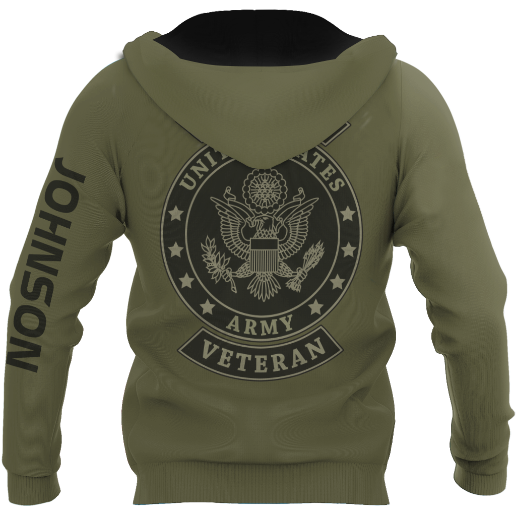 US Veteran Persionalized Name 3D All Over Printed Unisex Hoodie