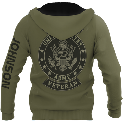 US Veteran Persionalized Name 3D All Over Printed Unisex Hoodie