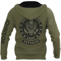 US Veteran Persionalized Name 3D All Over Printed Unisex Hoodie