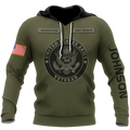 US Veteran Persionalized Name 3D All Over Printed Unisex Hoodie