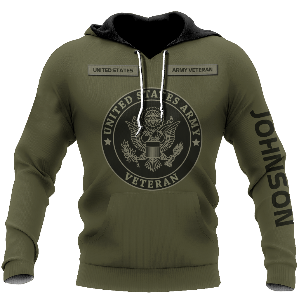 US Veteran Persionalized Name 3D All Over Printed Unisex Hoodie