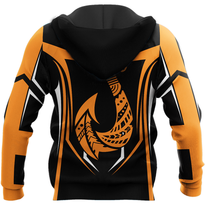 Bass Fishing maori stainless steel fishing hook orange 3d print shirts