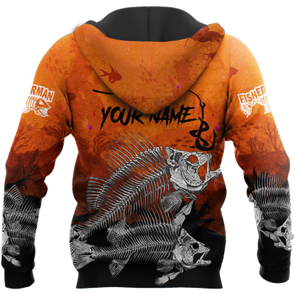 Master Baiter fishing custom name orange design 3d print shirts