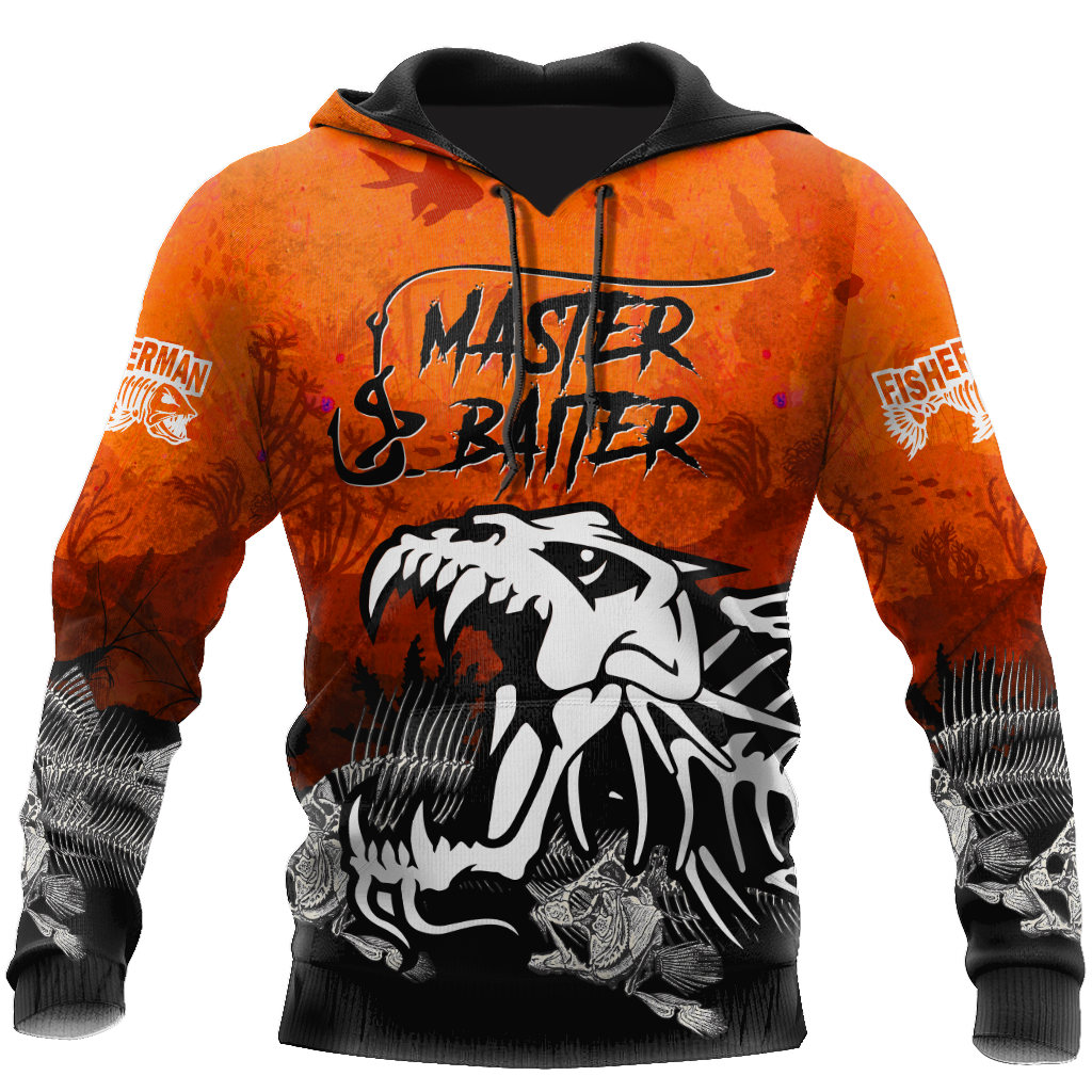 Master Baiter fishing custom name orange design 3d print shirts