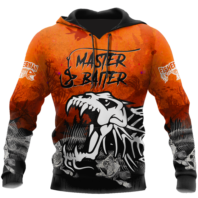 Master Baiter fishing custom name orange design 3d print shirts