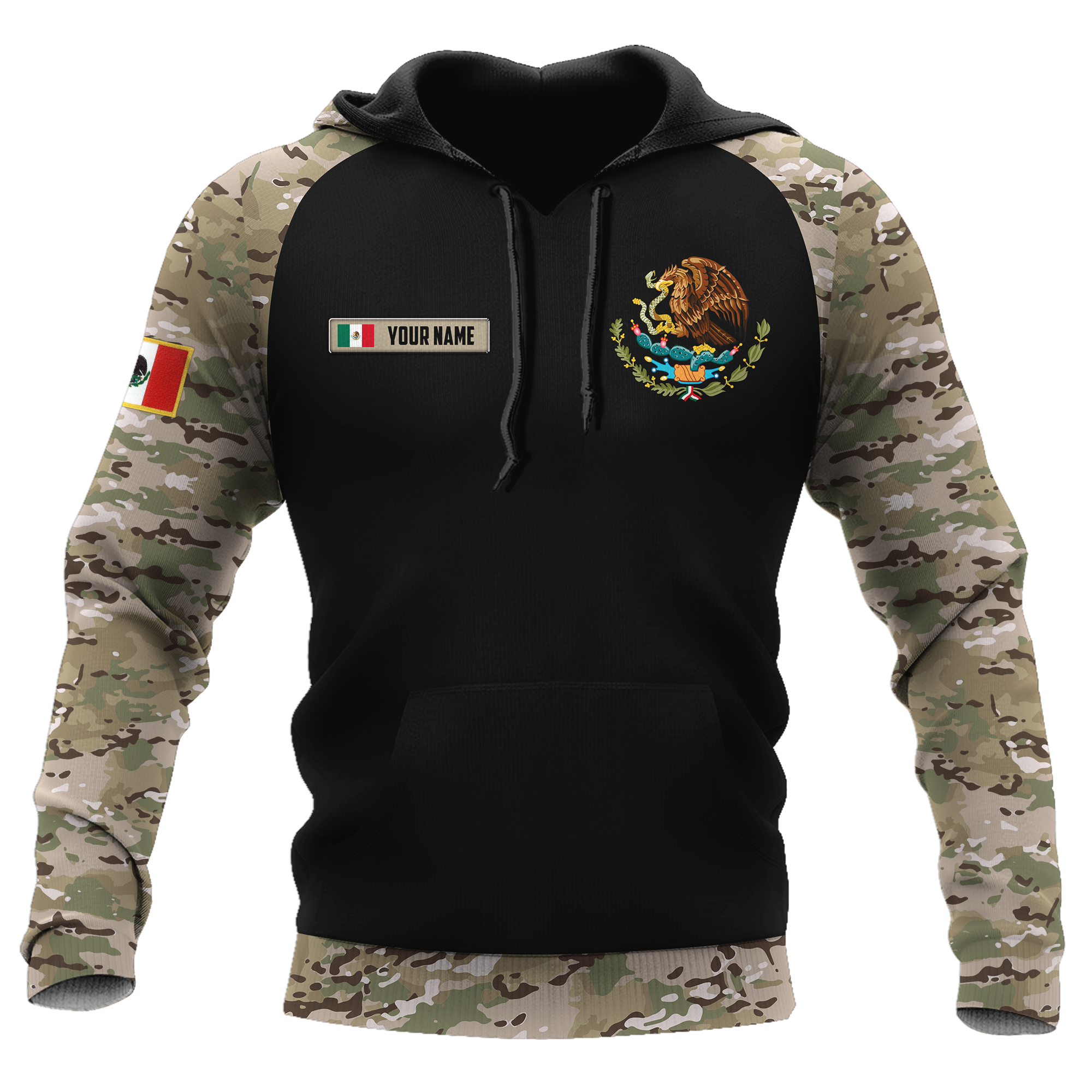 Mexico Coat Of Arms no02 Personalized Name 3D Unisex Hoodie