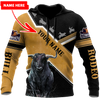 Personalized Name Bull Riding 3D All Over Printed Unisex Shirts Black Bull