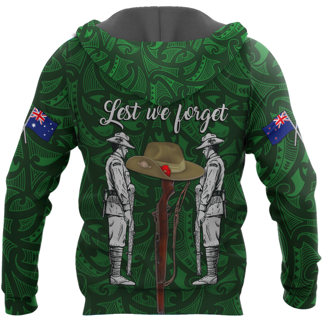 Lest We Forget Anzac Day Australia Golden Wattle And New Zealand Fern 3D Printed Shirts TN