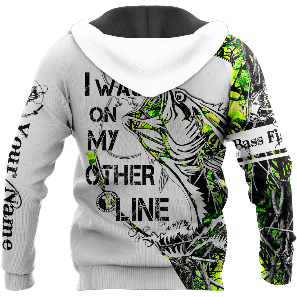 Custom name On my other line Bass fishing Tattoo 3D print shirts