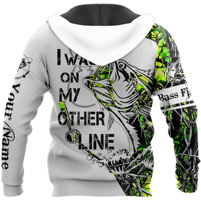 Custom name On my other line Bass fishing Tattoo 3D print shirts