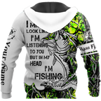 Custom name In my head I'm fishing Bass fishing Tattoo 3D print shirts