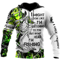 Custom name In my head I'm fishing Bass fishing Tattoo 3D print shirts
