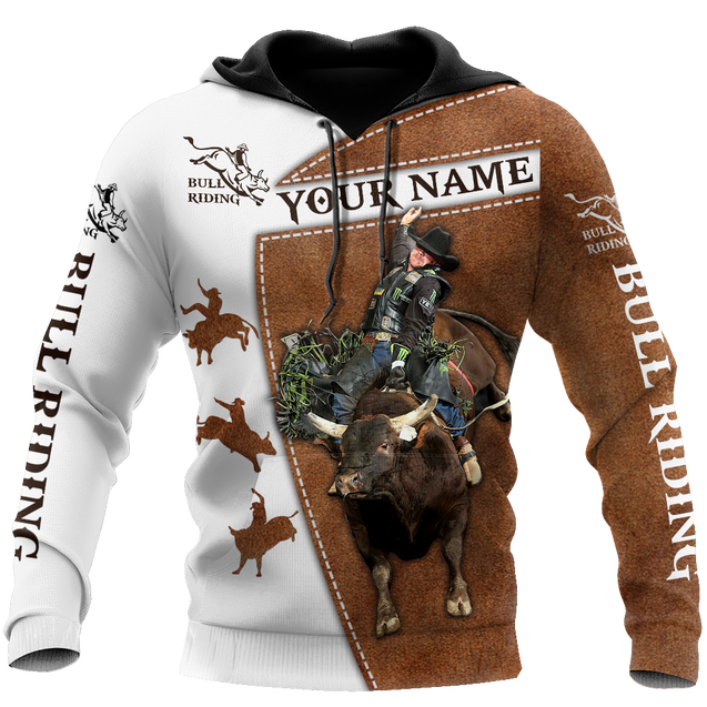 Personalized Name Bull Riding 3D All Over Printed Unisex Shirts Brown Bull