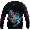 Amazing Polynesian Plumeria Flower And Turtle Tattoo Unisex Deluxe Hoodie ML