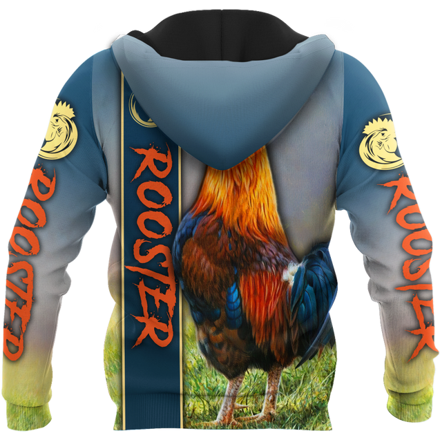 Rooster 3D All Over Printed Unisex Deluxe Hoodie ML