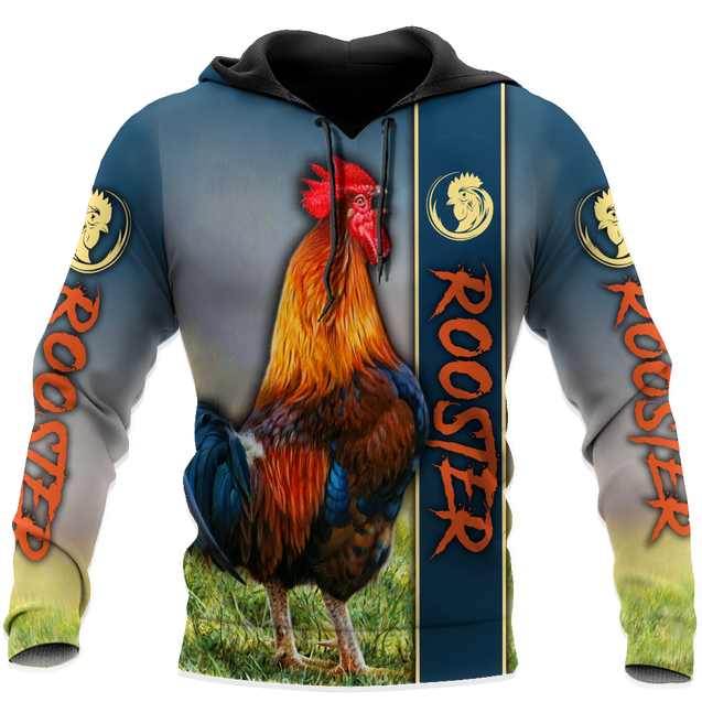 Rooster 3D All Over Printed Unisex Deluxe Hoodie ML