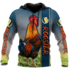 Rooster 3D All Over Printed Unisex Deluxe Hoodie ML