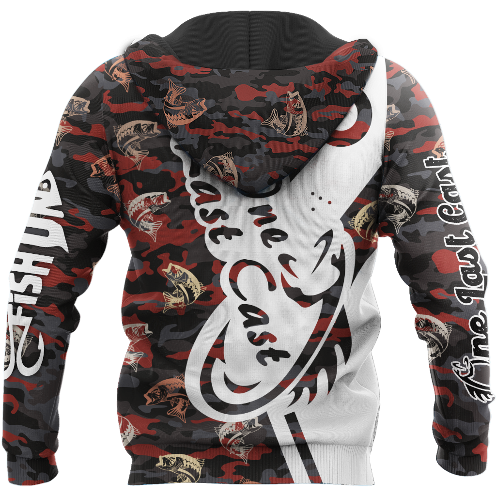One Last Cast red camo fishing design 3d print shirts