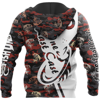 One Last Cast red camo fishing design 3d print shirts