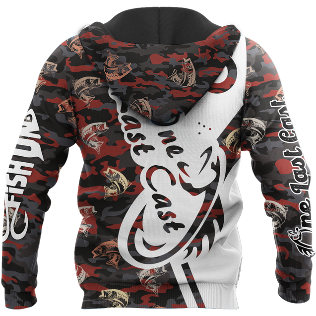 One Last Cast red camo fishing design 3d print shirts