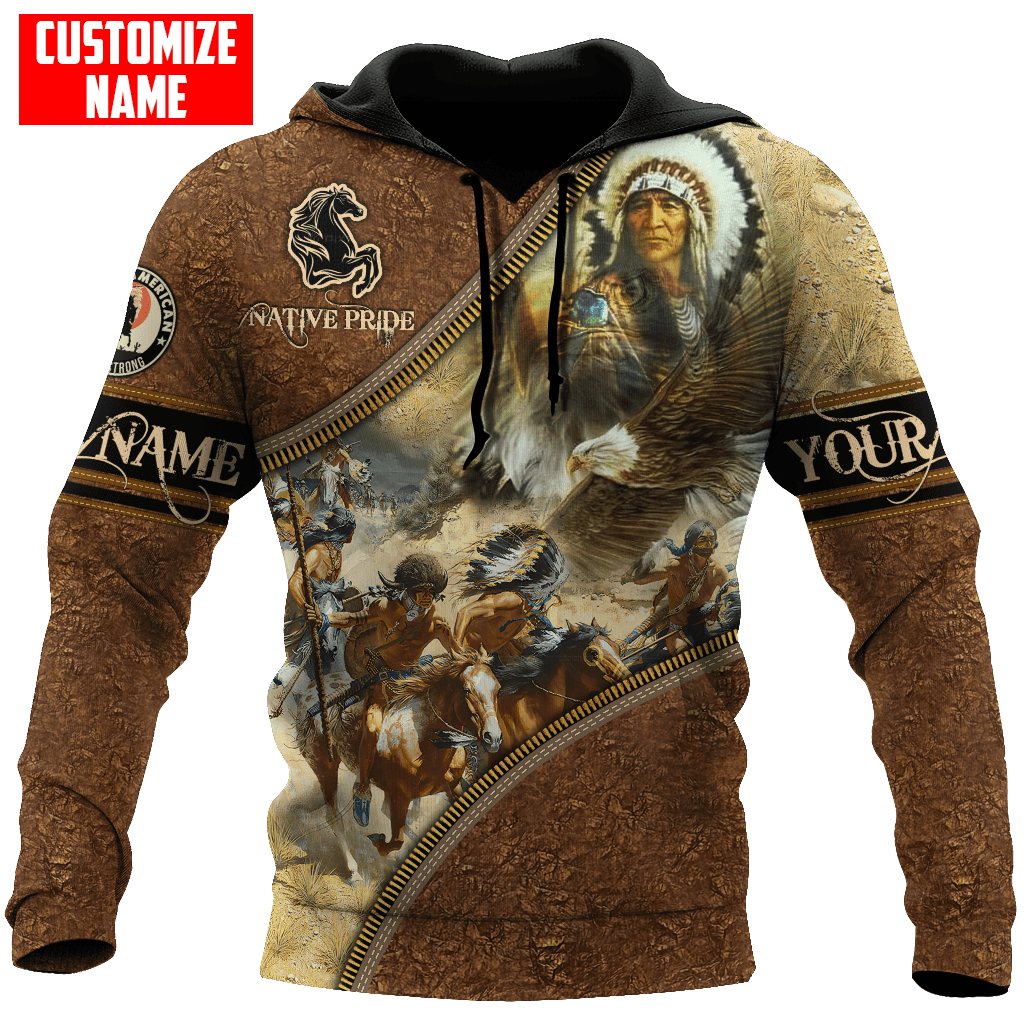 Customized name Eagle Chief Native Warrior American Spirit 3D All Over Printed Shirts