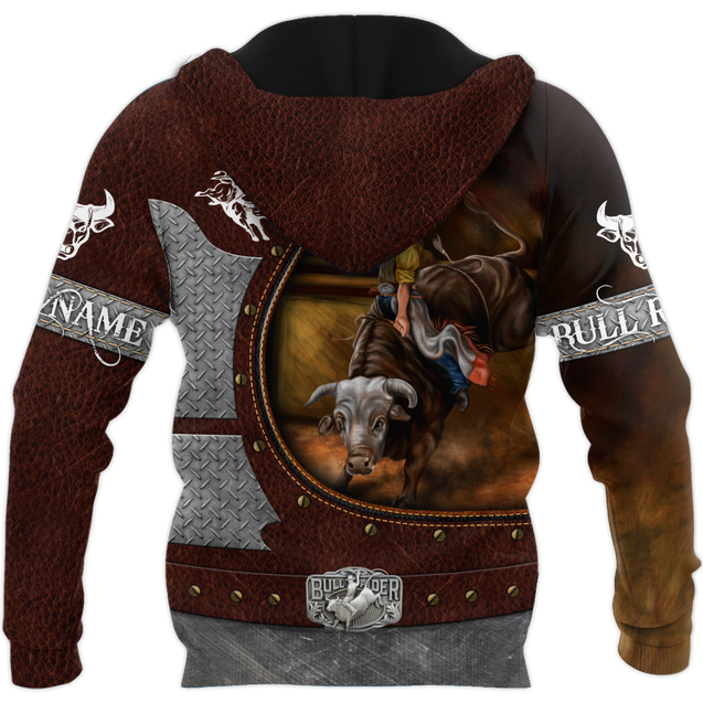 Personalized Name Bull Riding 3D All Over Printed Unisex Shirts Brown Ver