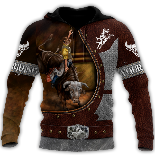 Personalized Name Bull Riding 3D All Over Printed Unisex Shirts Brown Ver