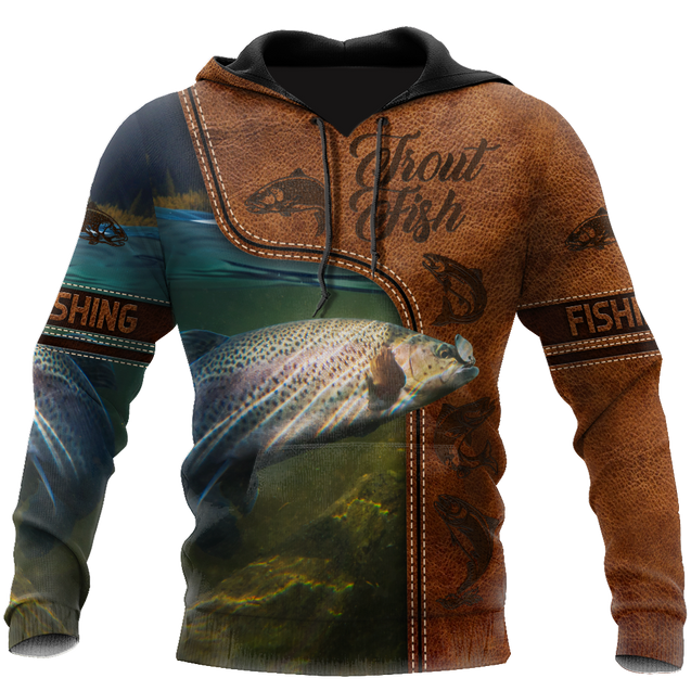 Trout Fishing water camo Cosplay leather 3D print shirts