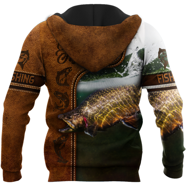 Trout Fishing water camo Cosplay leather 3D print shirts