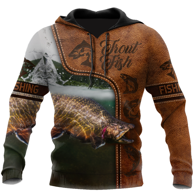 Trout Fishing water camo Cosplay leather 3D print shirts