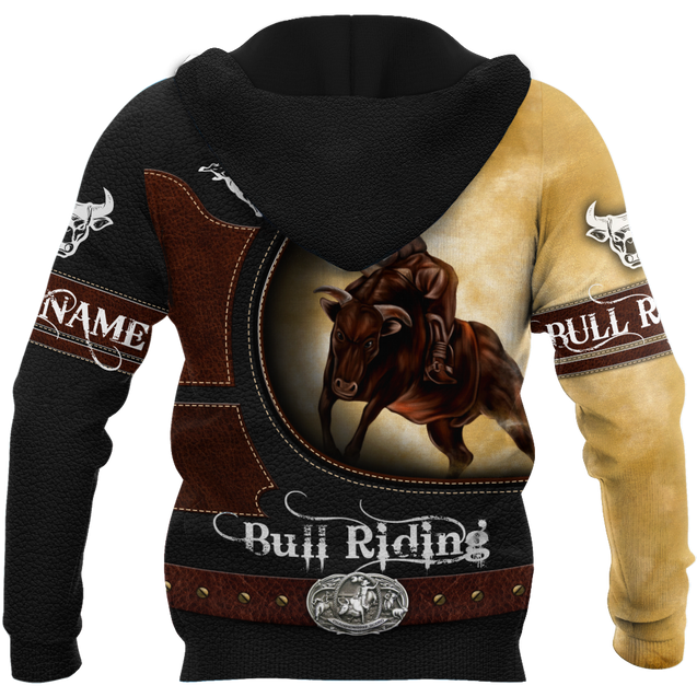 Personalized Name Bull Riding 3D All Over Printed Unisex Shirts Yellow Ver2