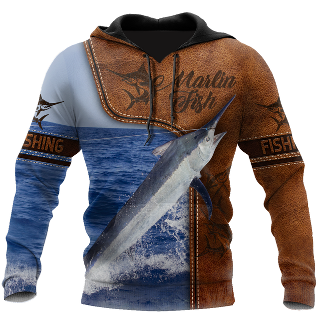 Marlin Fishing water camo Cosplay leather 3D print shirts