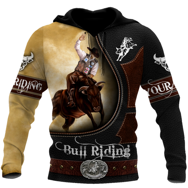 Personalized Name Bull Riding 3D All Over Printed Unisex Shirts Yellow Ver2