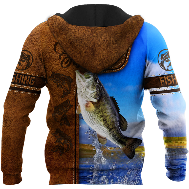 Bass Fishing water camo Cosplay leather 3D print shirts