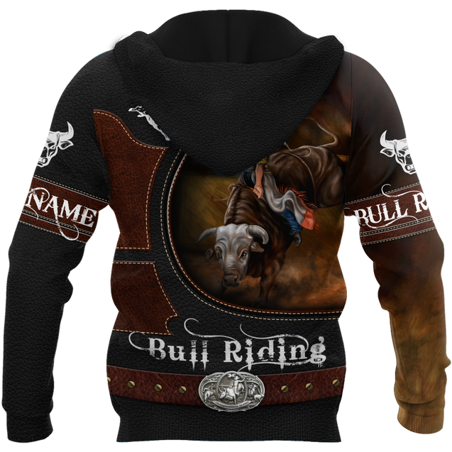 Personalized Name Bull Riding 3D All Over Printed Unisex Shirts Brown Ver2