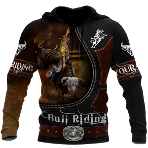 Personalized Name Bull Riding 3D All Over Printed Unisex Shirts Brown Ver2