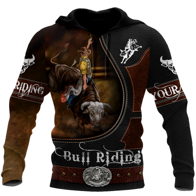 Personalized Name Bull Riding 3D All Over Printed Unisex Shirts Brown Ver2