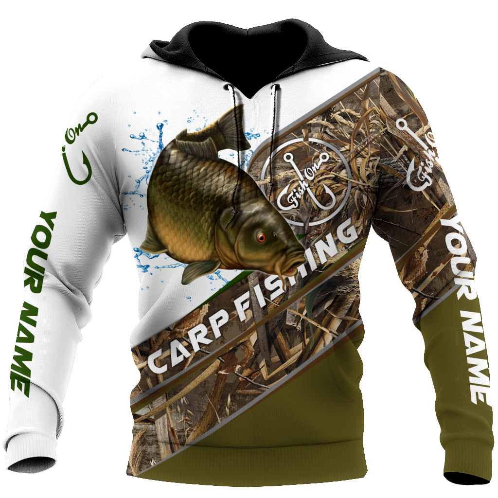 Custom name Carp Fishing camo 3D print shirts