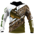 Custom name Carp Fishing camo 3D print shirts