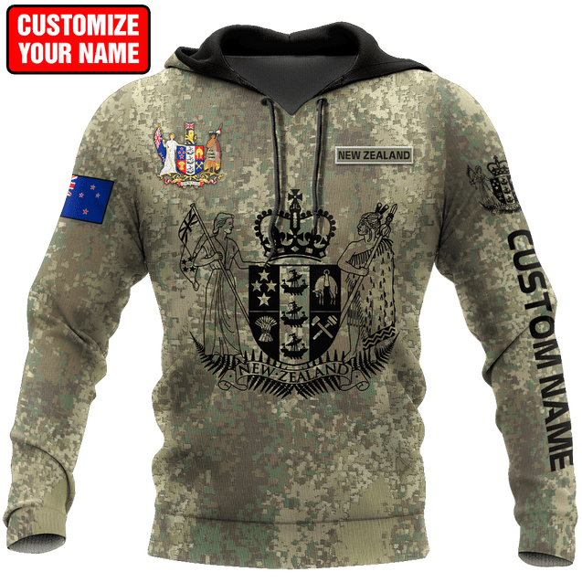 Custom Name New Zealand Aotearoa Coat Of Arm Army 3D All Over Printed Unisex Shirts