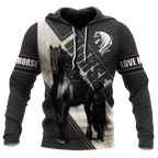 Black Horse 3D All Over Printed Hoodie Pi112058XT