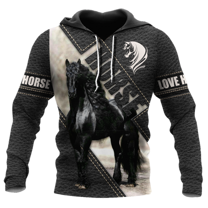 Black Horse 3D All Over Printed Hoodie Pi112058XT