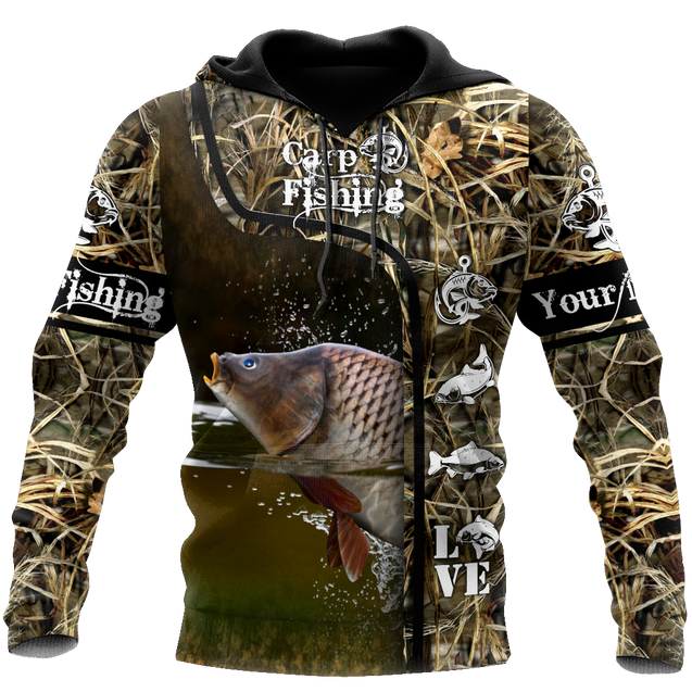 Custom name Carp Fishing water camo 3D print shirts