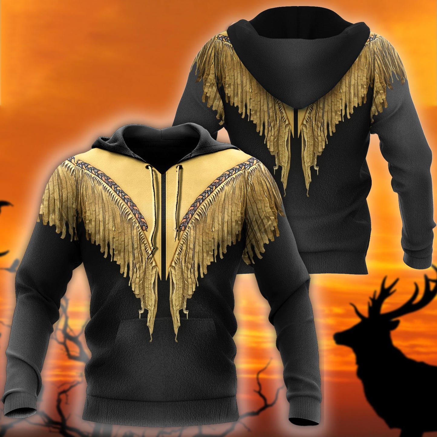 Native Cowboy Jacket No12 Cosplay 3D Over Printed Unisex Deluxe Hoodie ML