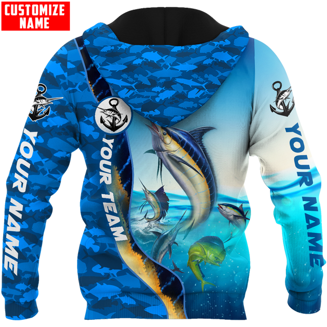 Custom name Marlin fishing Team Billfish 3D Design Printed Shirts