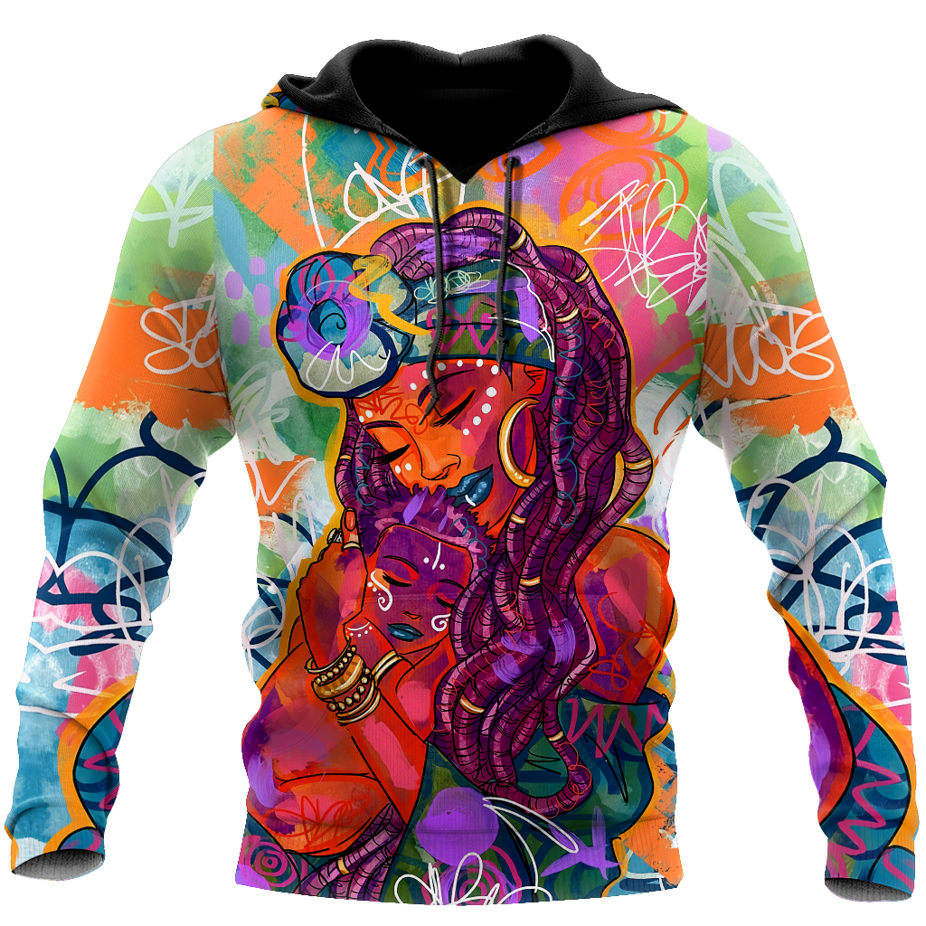 African Strong Mom And Son Unisex Deluxe Hoodie ML